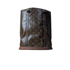 Louis Vuitton Bucket BG Medium, momagram, canvas bottom Bucket Bag AUTH